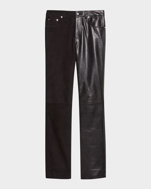 Bisected Leather Denim Pants