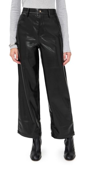 Favorite Daughter The Mischa Faux Leather Super High Rise Wide Leg Ankle Pants RV 24