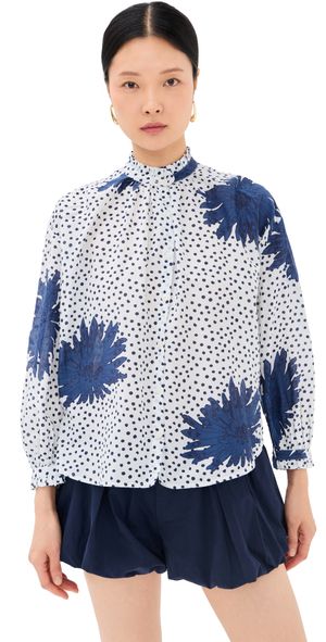 Alix of Bohemia Poet Indigo Dahlia Blouse Navy XS