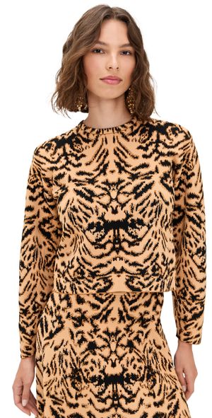 Ulla Johnson Cade Jacquard Knit Long Sleeve Pullover Bengal S