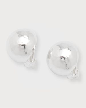 Pinball Clip Earrings in Sterling Silver