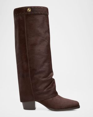 55mm Minerva Calf Hair Trompe L'oeil Pant Knee-High Boots