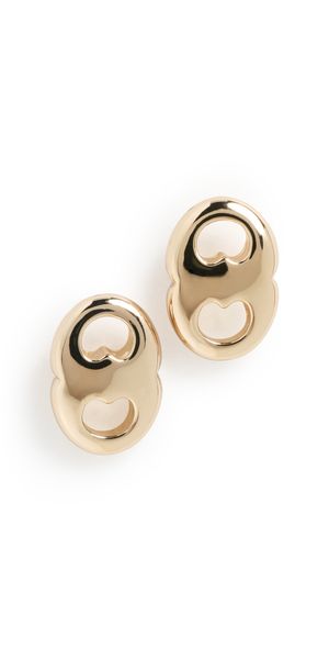 Tory Burch Gemini Link Stud Earrings Light Brass One Size