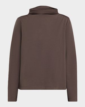 Funnel-Neck Lightweight Ponte Top