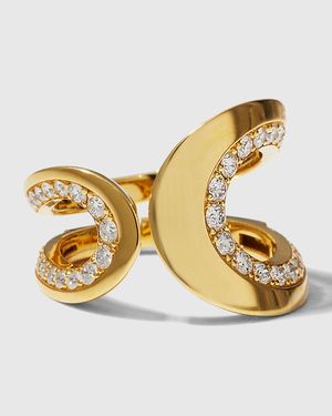 18K Yellow Gold Diamond Cheval Ring