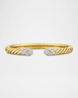 Sculpted Cable X Bracelet with Diamonds in 18K Gold, 6mm