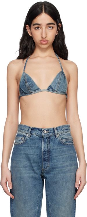 Rick Owens DRKSHDW Blue Hollywood Garment-Washed Denim Bra