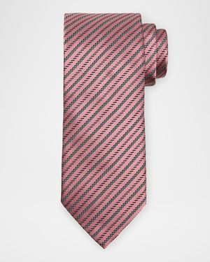 Men's Satin Diagonal Stripe Silk Tie
