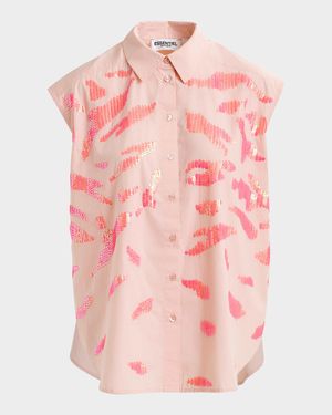 Hixie Sequined Zebra Sleeveless Shirt