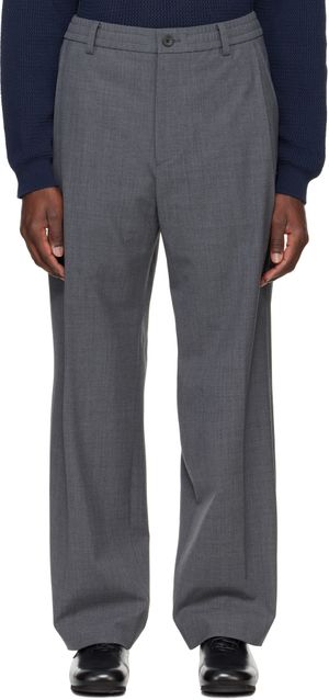 Solid Homme Gray Wool Pleated Trousers