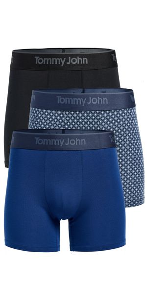 Tommy John Second Skin 4 Boxer Briefs 3 Pack Black/Dress Blues/Dress Blues S