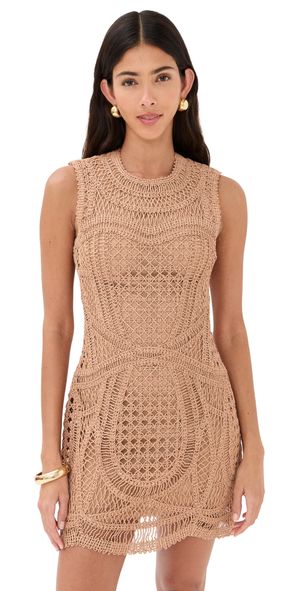 SIMKHAI Coen Crewneck Mini Dress Straw 14