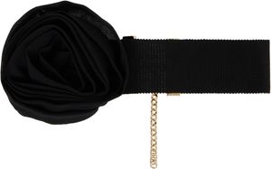 Blumarine Black Grosgrain Rose Choker