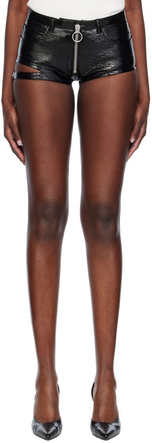 Courrèges Black Pin-Buckle Shorts