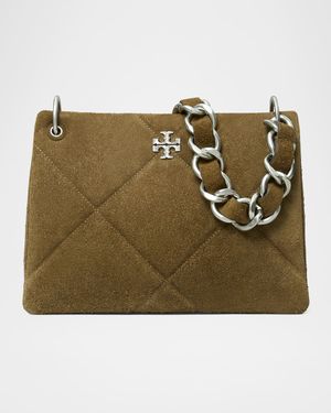 Kira Small Diamond-Quilted Suede Shoulder Bag