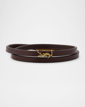 YSL Thin Double Wrap Leather Bracelet