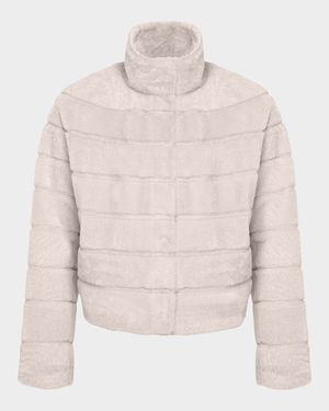 Reversible Textured Lamb Shearling Jacket