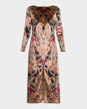Goldie Paisley Velvet Midi Dress