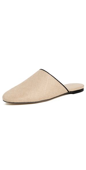Larroudé Venice Flat Mules Beige/Black 9.5