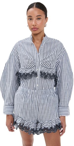 Kika Vargas Momoyo Navy Stripes Cotton Top Navy 10