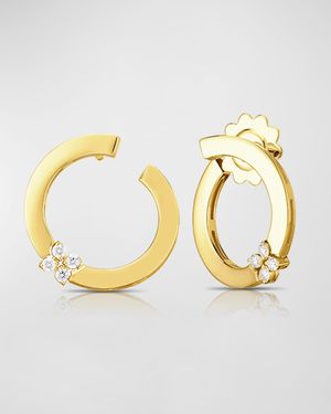 Love in Verona 18K Yellow Gold Diamond Hoop Stud Earrings, 0.87"L, 0.15tcw