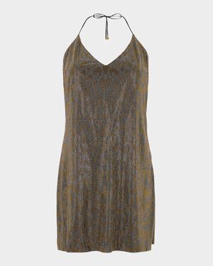 Jaguar Strass Halter Mini Slip Dress