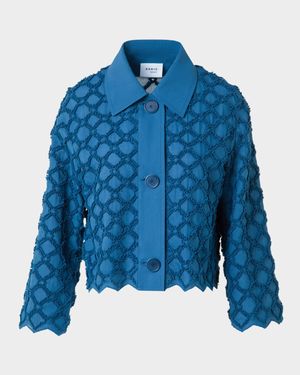 Diamond Plush Embroidered Cotton Batiste Shirt Jacket