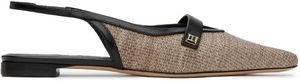 Max Mara Beige & Black Leather Ballerina Flats