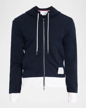 Men's Cotton 4-Bar Stripe Full-Zip Hoodie