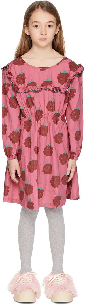 TINYCOTTONS Kids Pink Raspberries Sailor Frills Dress