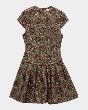 Elowen Short-Sleeve Fit & Flare Jacquard Mini Dress