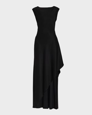 Crepe Back Satin Asymmetric Gown