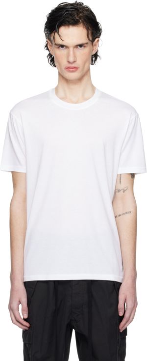 TOM FORD T-shirt blanc en lyocell et coton à col ras du cou