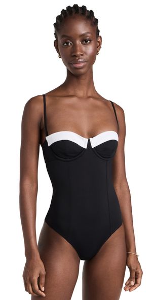 STAUD Maeve One Piece Black/White XL