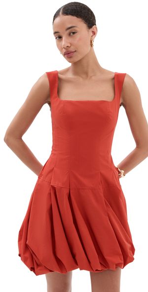 SIMKHAI Juni Tank Bubble Mini Dress Crimson 10