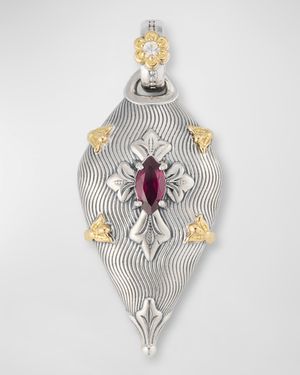 Sterling Silver Rhodolite and White Sapphire Pendant with 18K Yellow Gold