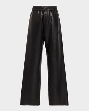 Men's Leather Wide-Leg Track Pants