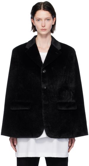 Comme des Garçons Homme Plus Black Notched Lapel Faux-Fur Jacket