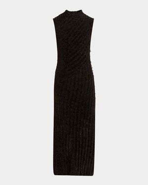 Ribbed Chenille Sleeveless Midi Dress