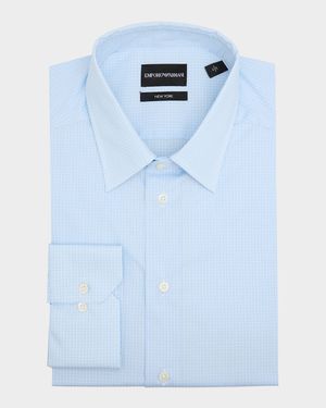 Men's Cotton Stretch Micro-Check Dress Shirt
