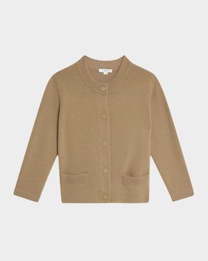 Wool and Cashmere Shrunken Snap Cardigan