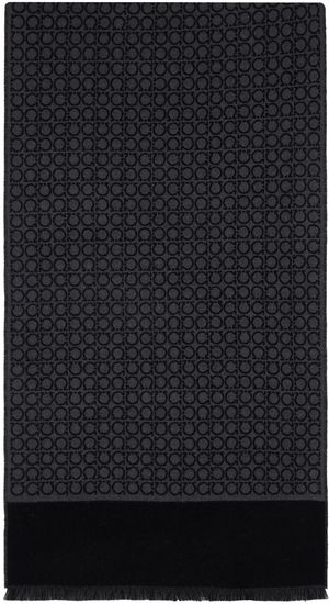 Ferragamo Black & Gray Gancini Scarf