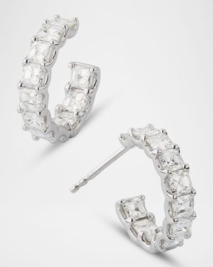 18K White Gold Inside Out Diamond Hoop Earrings, 3.30tcw, 0.5"L