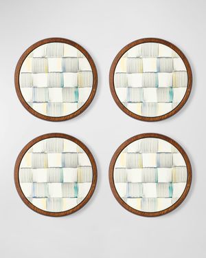 Sterling Check Enamel Coasters, Set of 4