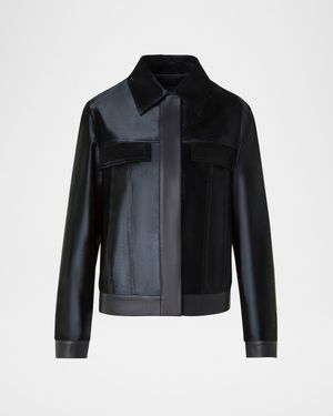 Gemini Calf Shearling and Leather Trucker Jacket