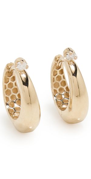 Zoe Chicco 14k Gold Tapered Hinged Diamond Hoops 14k Yellow Gold One Size