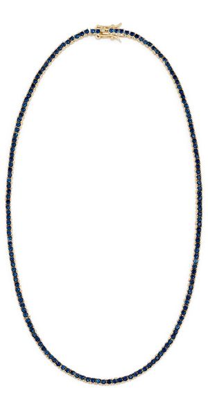 Alexa Leigh Navy Crystal Tennis Necklace Yellow Gold One Size