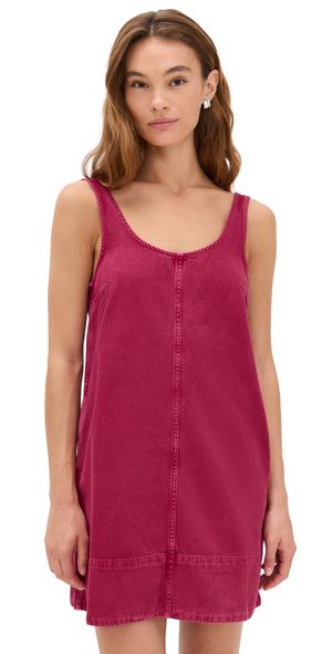 Madewell Garment Dyed Denim Scoop Neck Mini Dress Dark Rosette XL