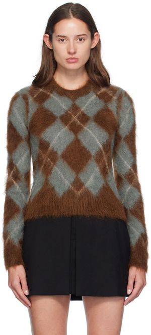 AMI Paris Blue & Brown Argyle Sweater