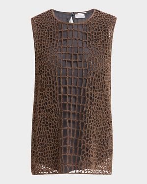Monili Croc-Effect Sleeveless Top